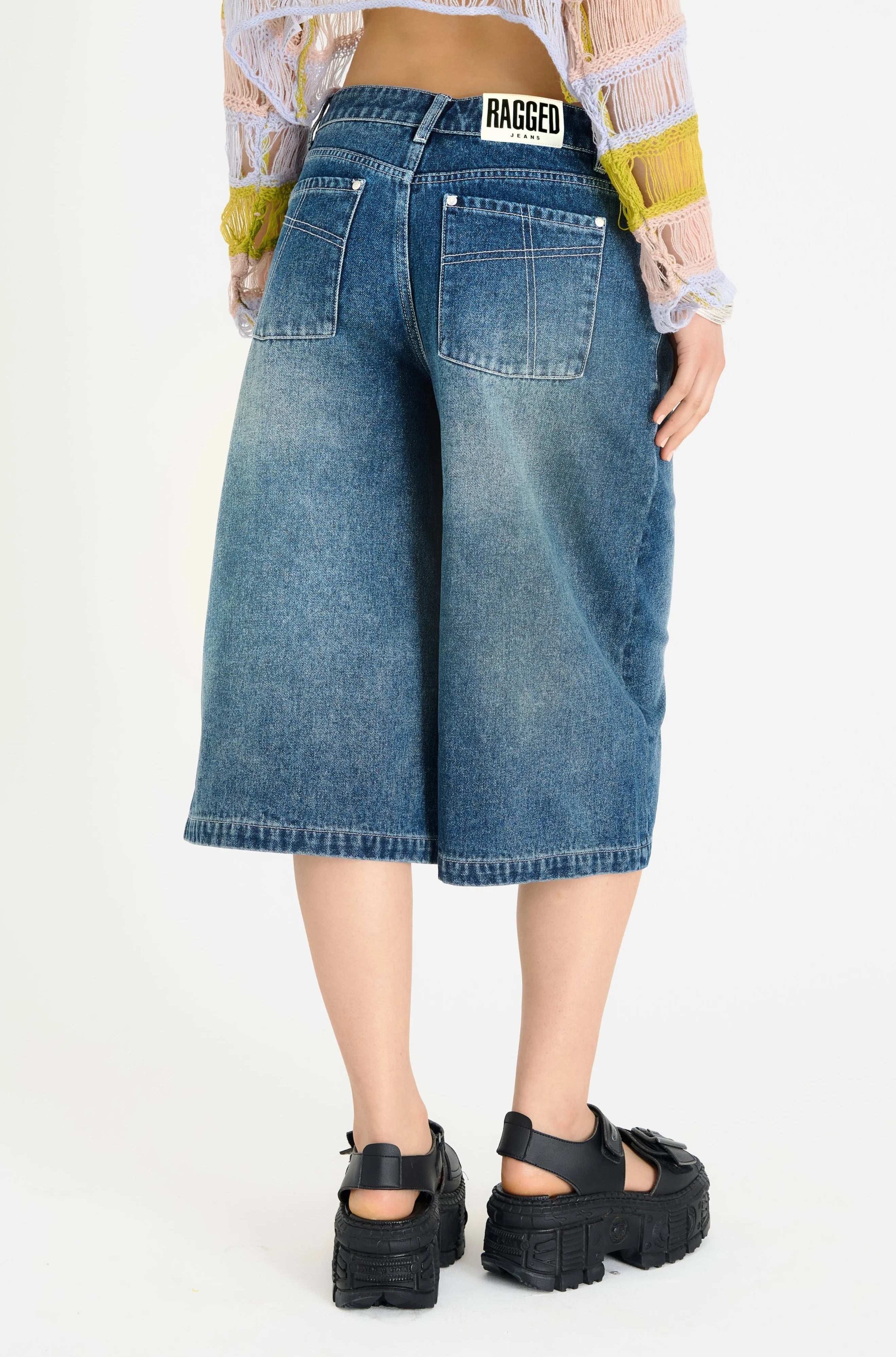 The Ragged Priest Dirty Wash Atomic Jorts Shorts Shorts by The Ragged Priest as seen on celebrities