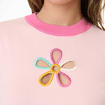 Smak Parlour Pink & Rainbow Flower Cutout Sweater Top by Unique Vintage as seen on celebrities