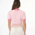 Smak Parlour Pink & Rainbow Flower Cutout Sweater Top by Unique Vintage as seen on celebrities