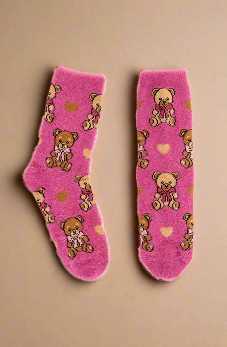 Sock Candy Teddy Bear Fuzzy Crew Sock Socks by Sock Candy as seen on celebrities