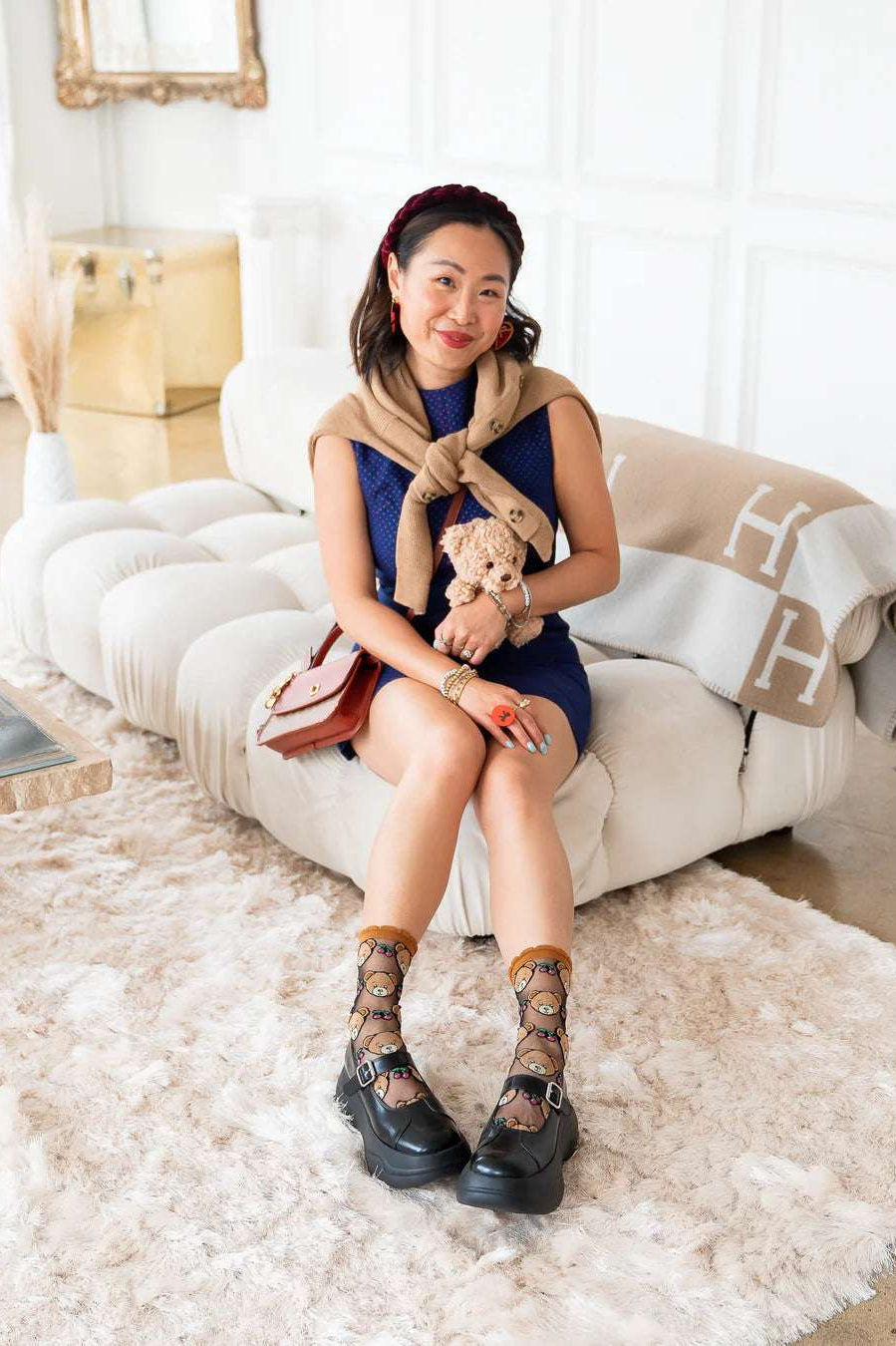 Sock Candy Teddy Bear Ruffle Black Sheer Crew Sock Socks by Sock Candy as seen on celebrities