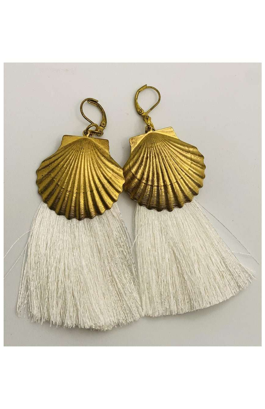 Suzywan DELUXE Sea Shells Tassel Mermaid Earrings Earrings by Suzywan DELUXE as seen on celebrities