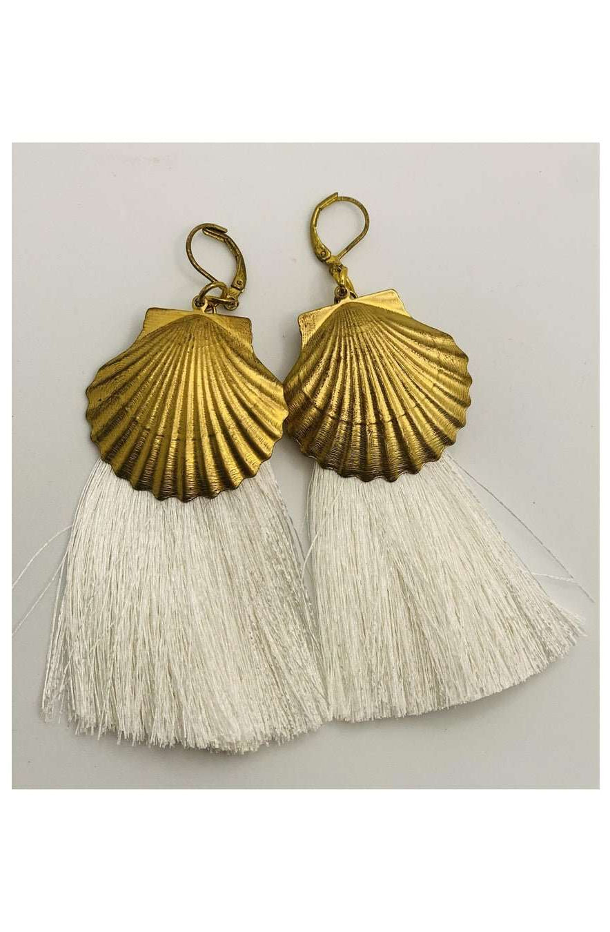 Suzywan DELUXE Sea Shells Tassel Mermaid Earrings Earrings by Suzywan DELUXE as seen on celebrities