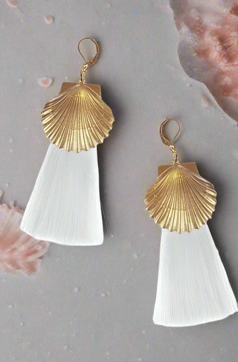 Suzywan DELUXE Sea Shells Tassel Mermaid Earrings Earrings by Suzywan DELUXE as seen on celebrities