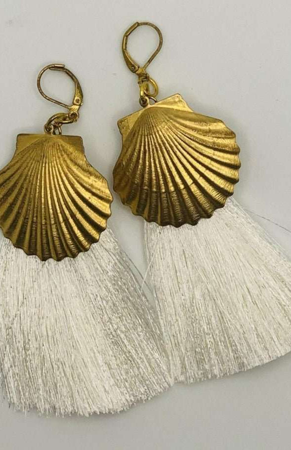 Suzywan DELUXE Sea Shells Tassel Mermaid Earrings Earrings by Suzywan DELUXE as seen on celebrities