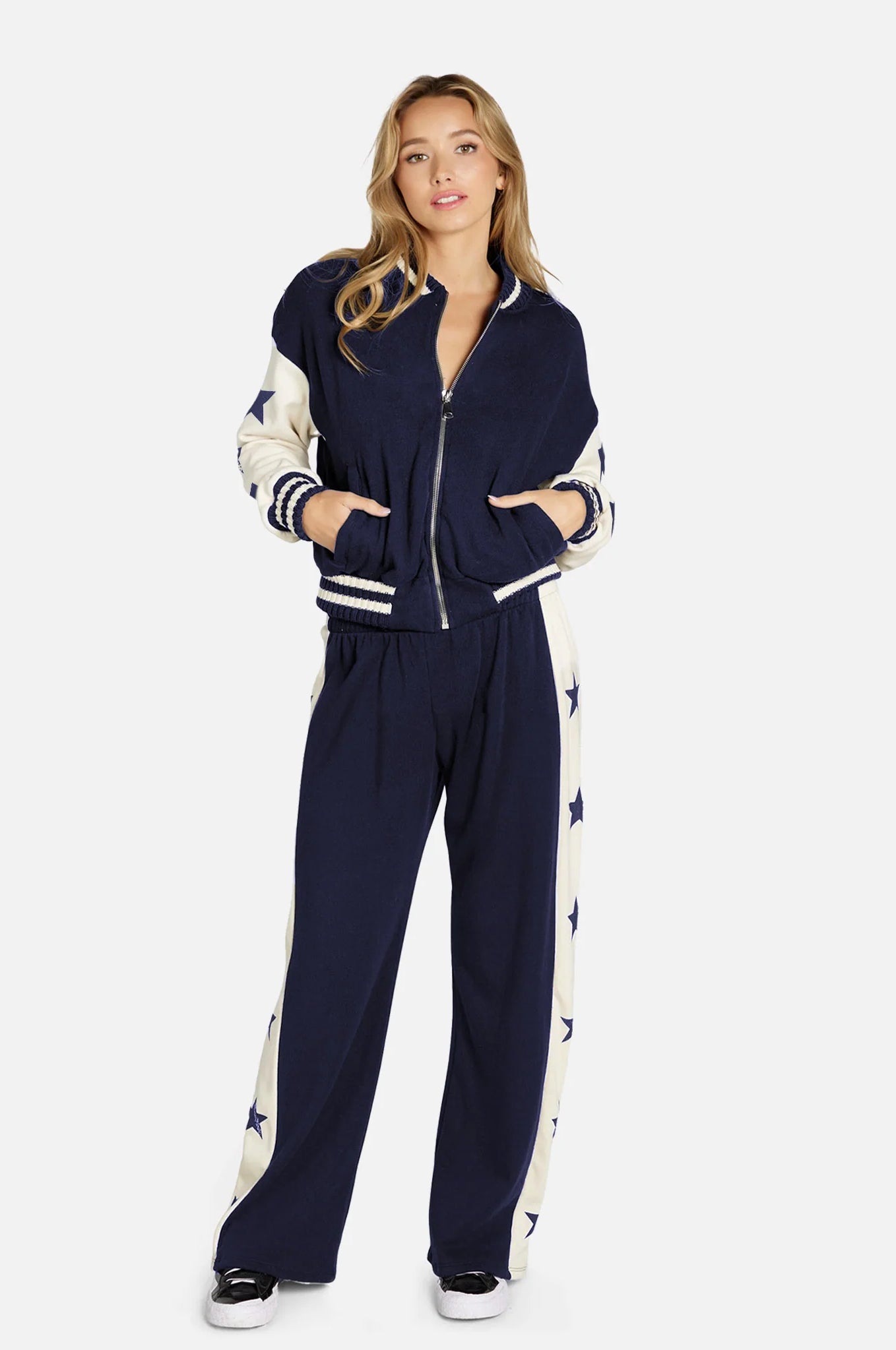 Lauren Moshi Taissa Stars Zip Jacket Zip Up Hoodie by Lauren Moshi as seen on celebrities