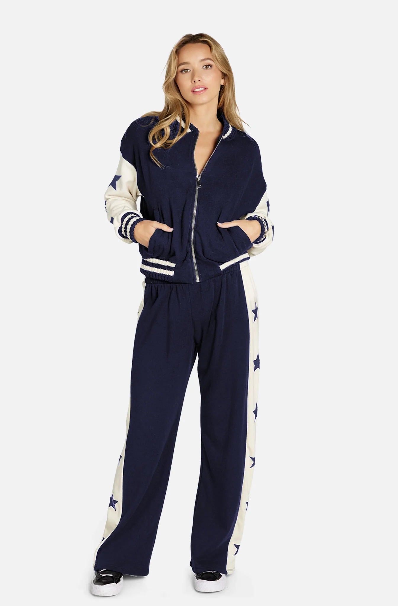 Lauren Moshi Taissa Stars Zip Jacket Zip Up Hoodie by Lauren Moshi as seen on celebrities