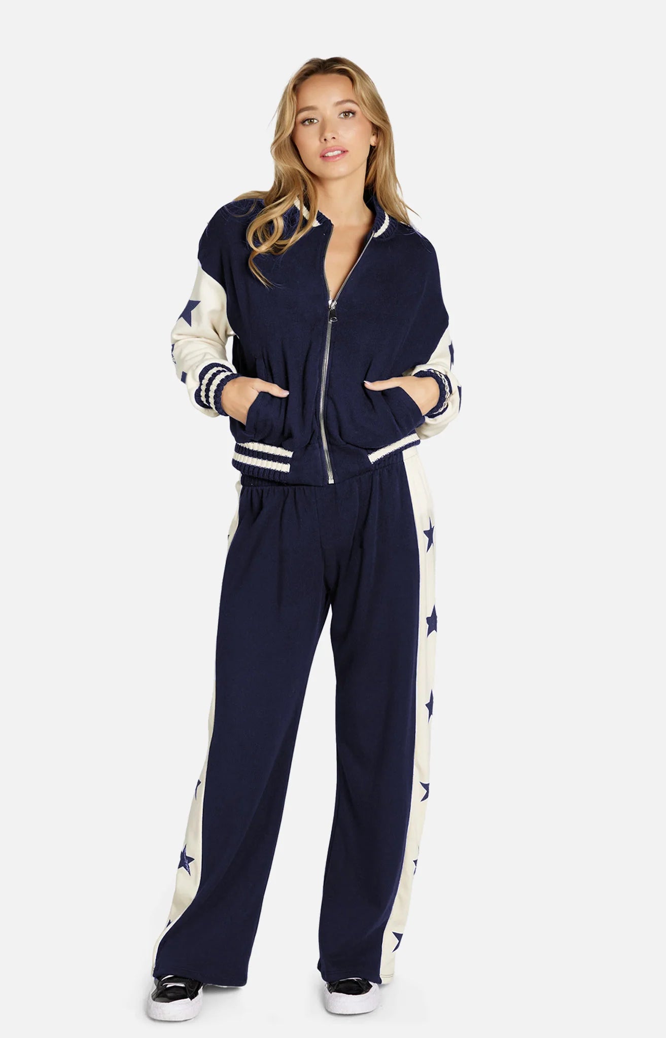 Lauren Moshi Taissa Stars Zip Jacket Zip Up Hoodie by Lauren Moshi as seen on celebrities