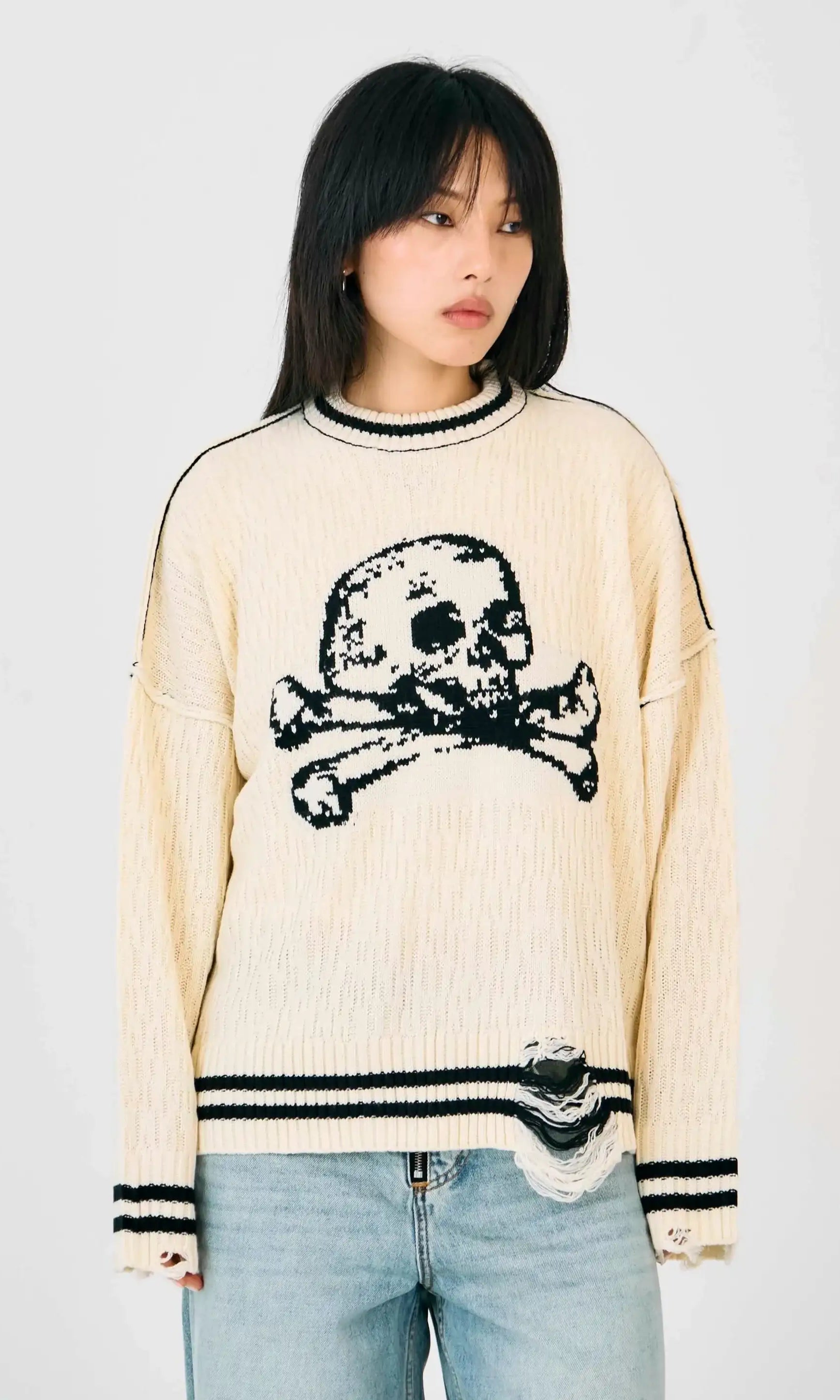 Shop The Ragged Priest Cult Skull Knit Jumper Online