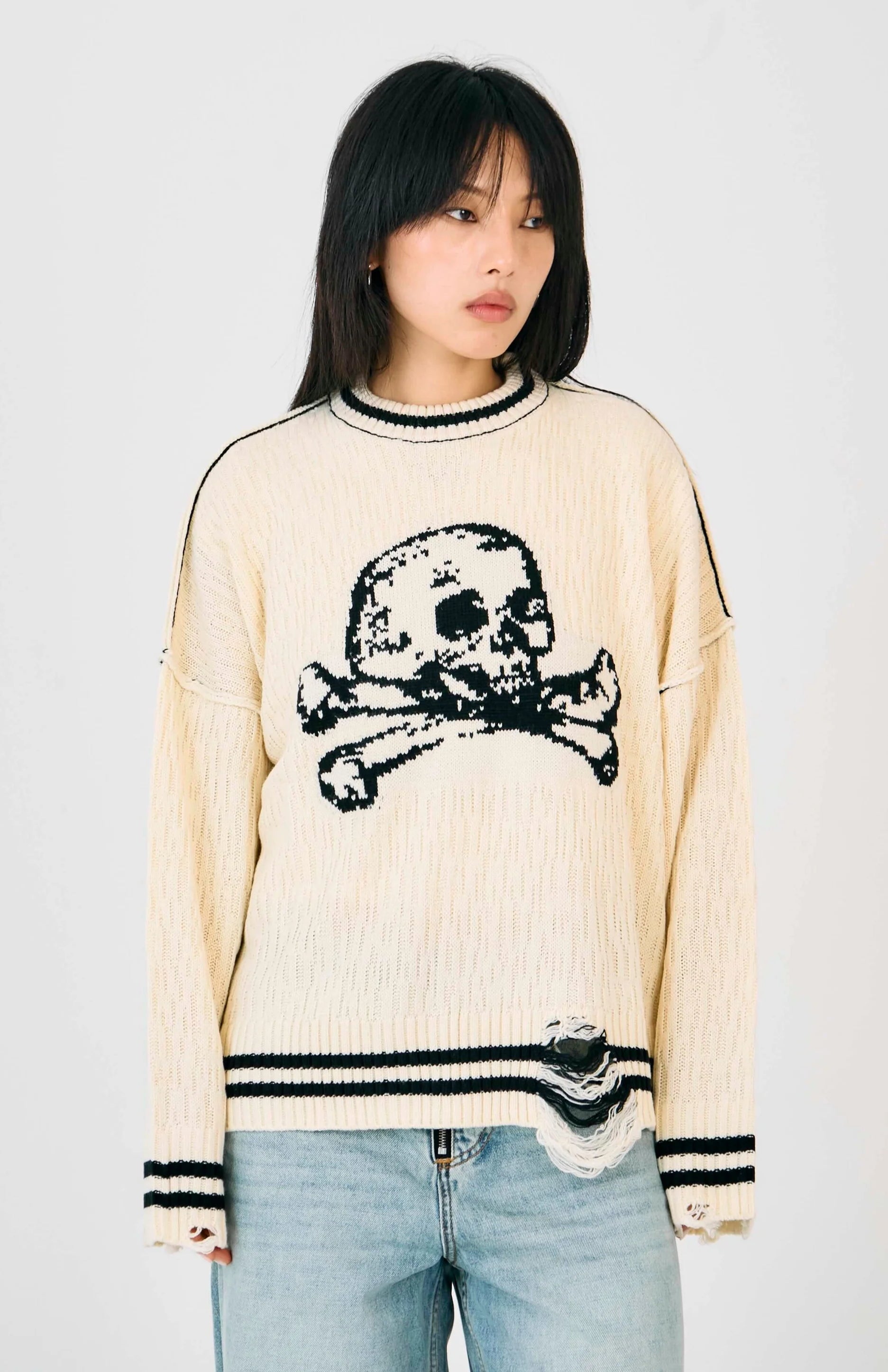 Shop The Ragged Priest Cult Skull Knit Jumper Online