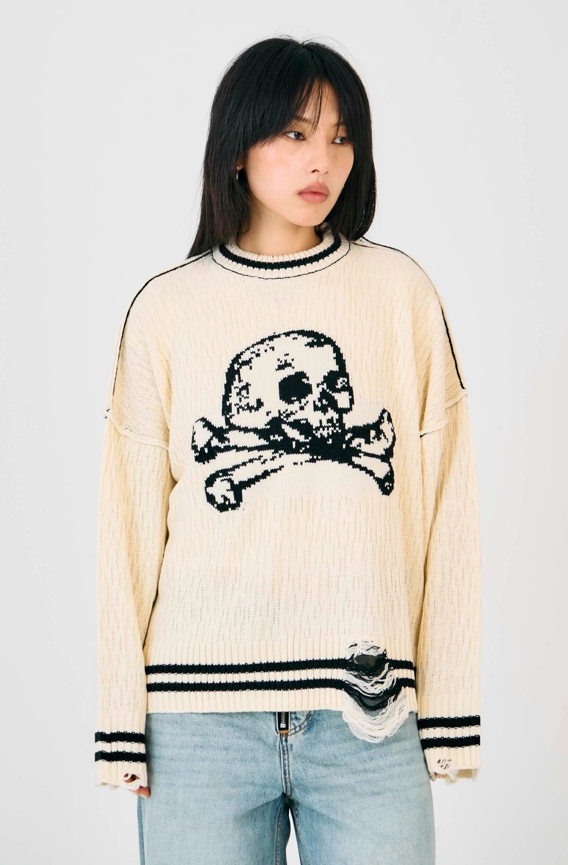 Shop The Ragged Priest Cult Skull Knit Jumper Online