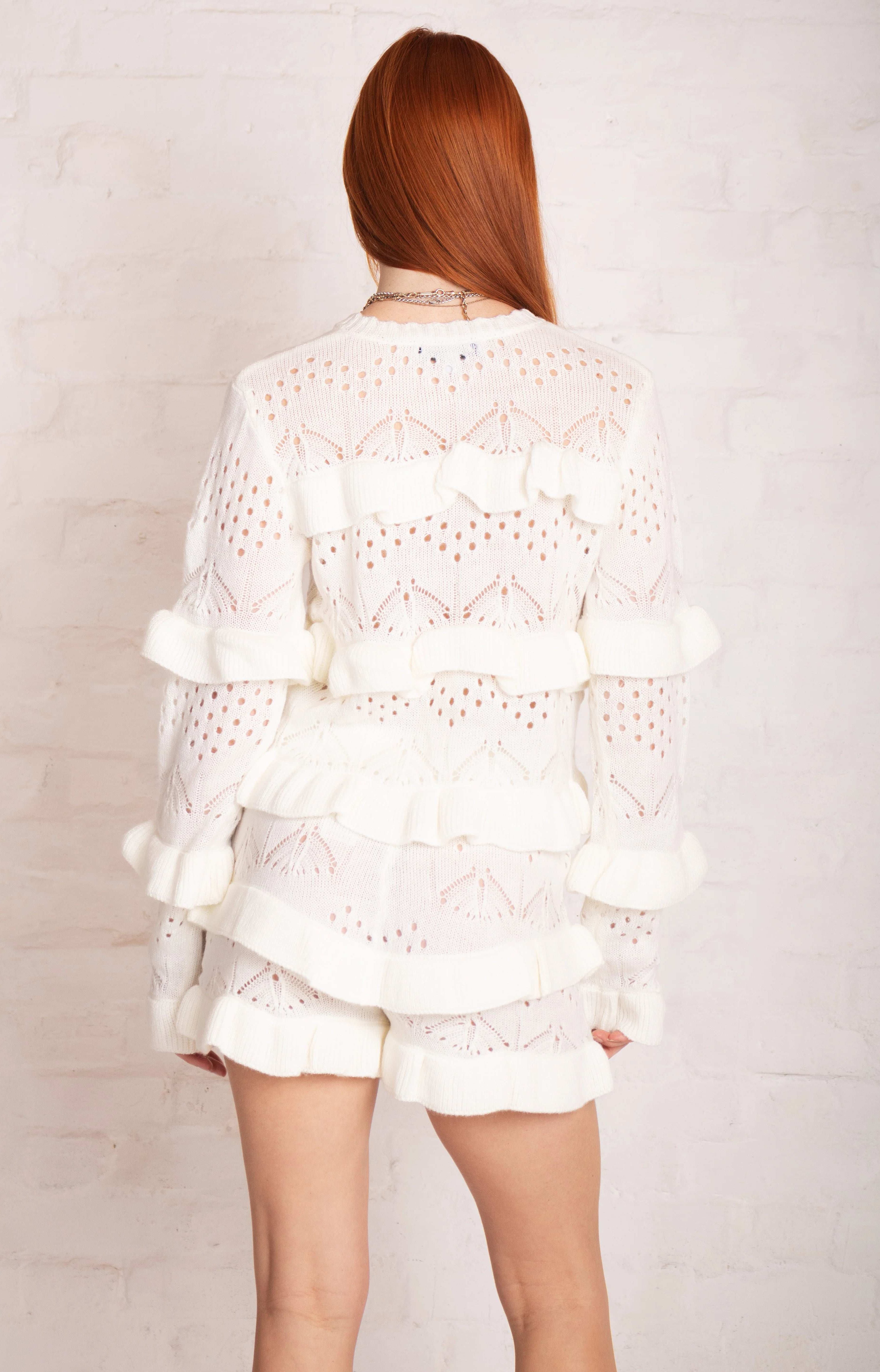 The Ragged Priest Delicate Pointelle Frill Cardigan Cardigan by The Ragged Priest as seen on celebrities