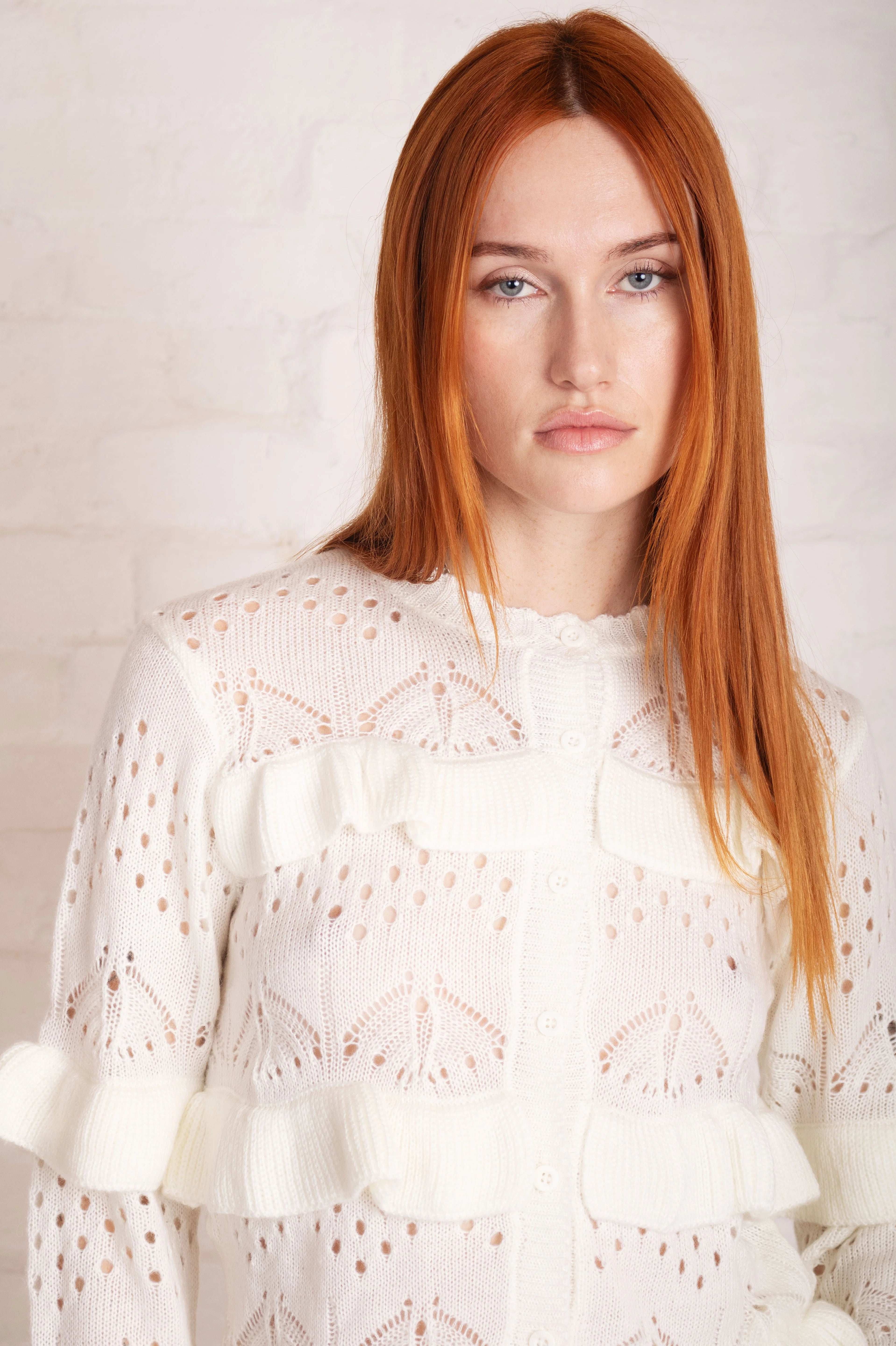 The Ragged Priest Delicate Pointelle Frill Cardigan Cardigan by The Ragged Priest as seen on celebrities