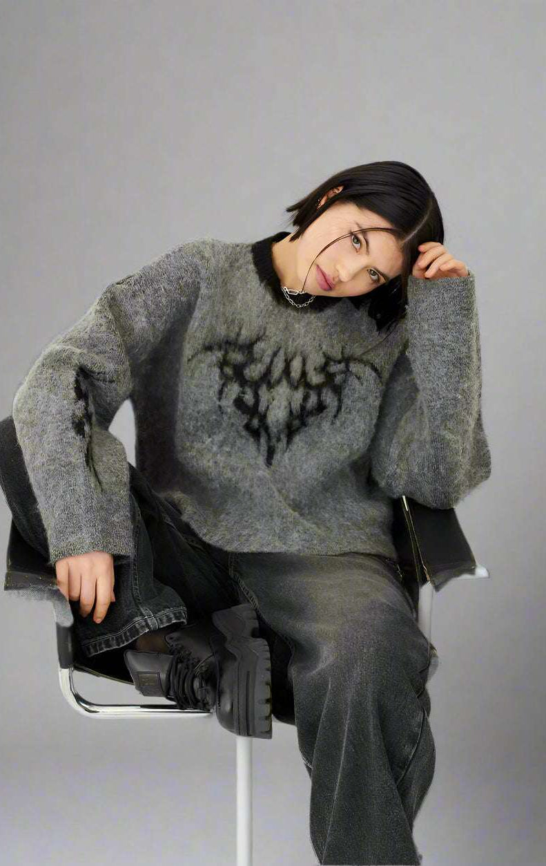 The Ragged Priest Idol Graphic Knit Jumper Sweater by The Ragged Priest as seen on celebrities