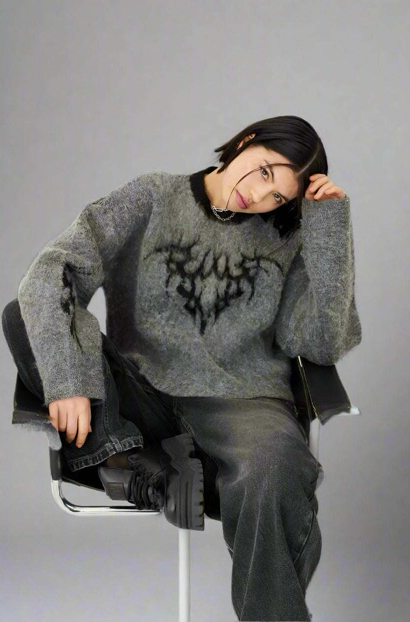The Ragged Priest Idol Graphic Knit Jumper Sweater by The Ragged Priest as seen on celebrities
