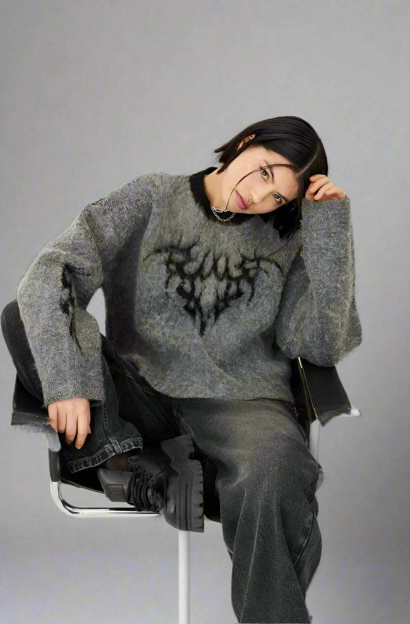 The Ragged Priest Idol Graphic Knit Jumper Sweater by The Ragged Priest as seen on celebrities