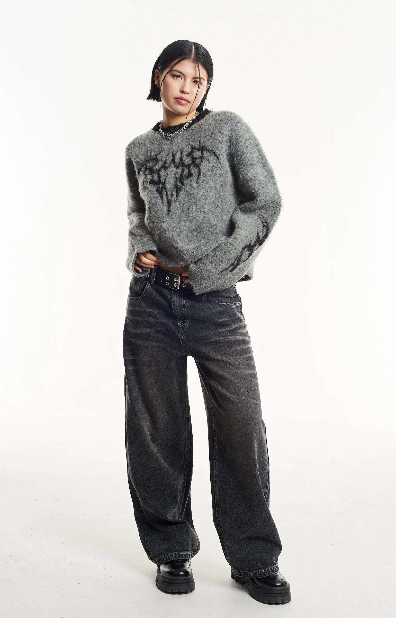 The Ragged Priest Idol Graphic Knit Jumper Sweater by The Ragged Priest as seen on celebrities