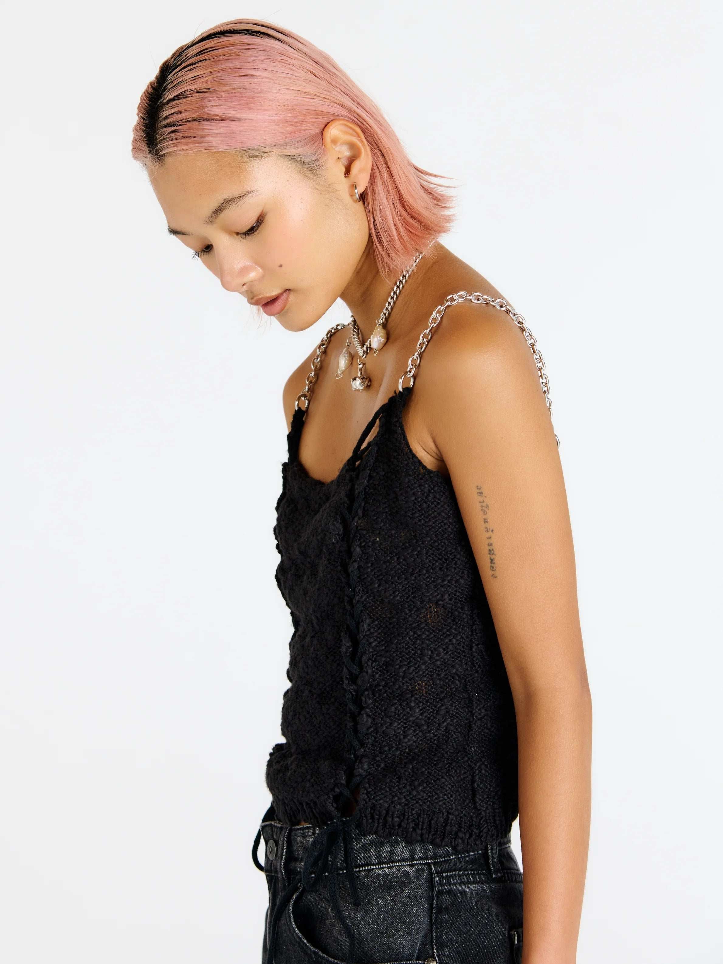 The Ragged Priest Jennifer Lace Knit Vest Top Vest Top by The Ragged Priest as seen on celebrities