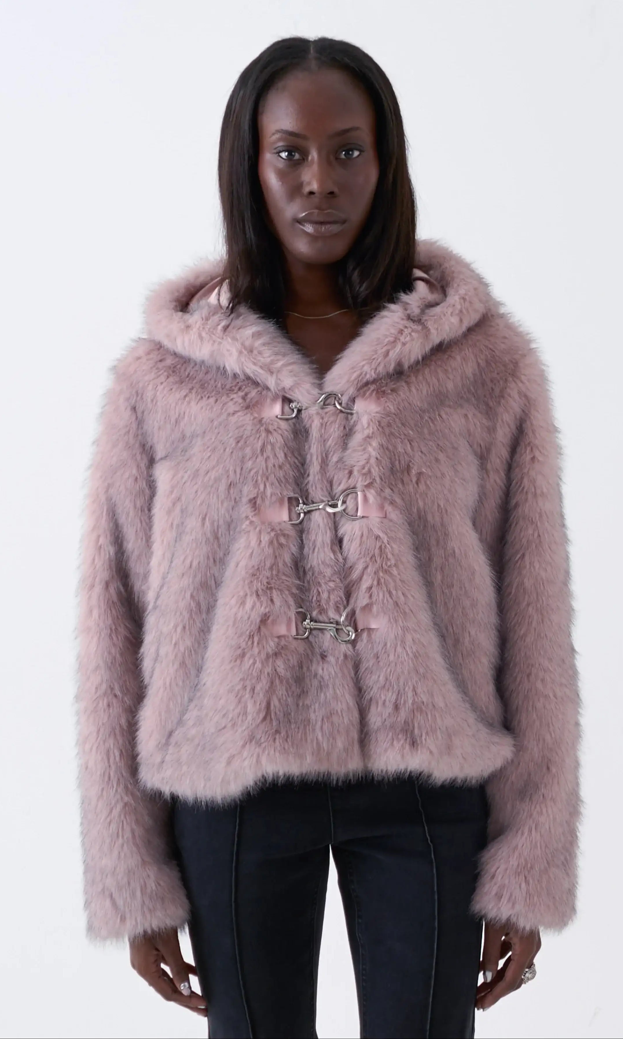 The Ragged Priest Julia Pink Faux Fur Coat