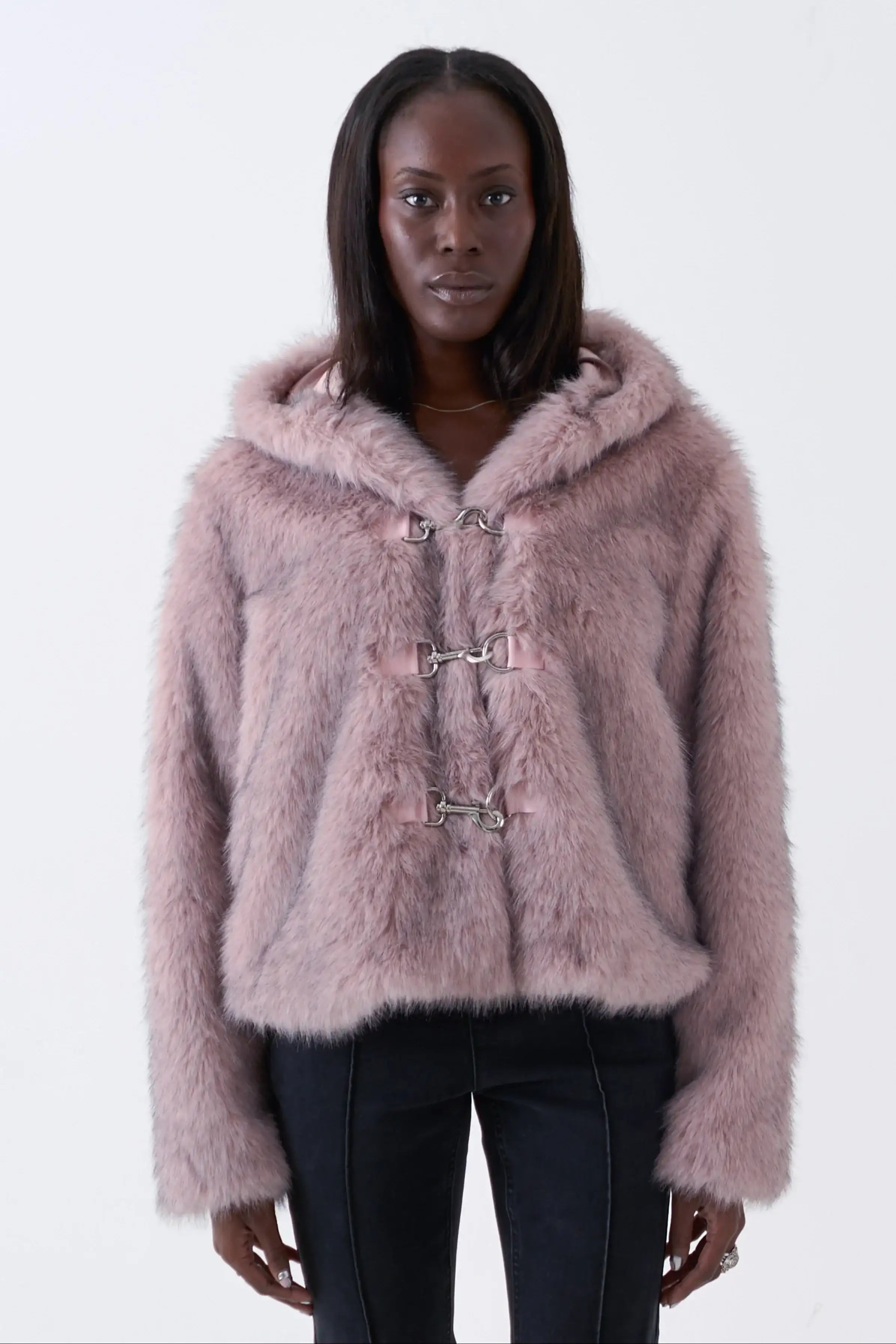 The Ragged Priest Julia Pink Faux Fur Coat