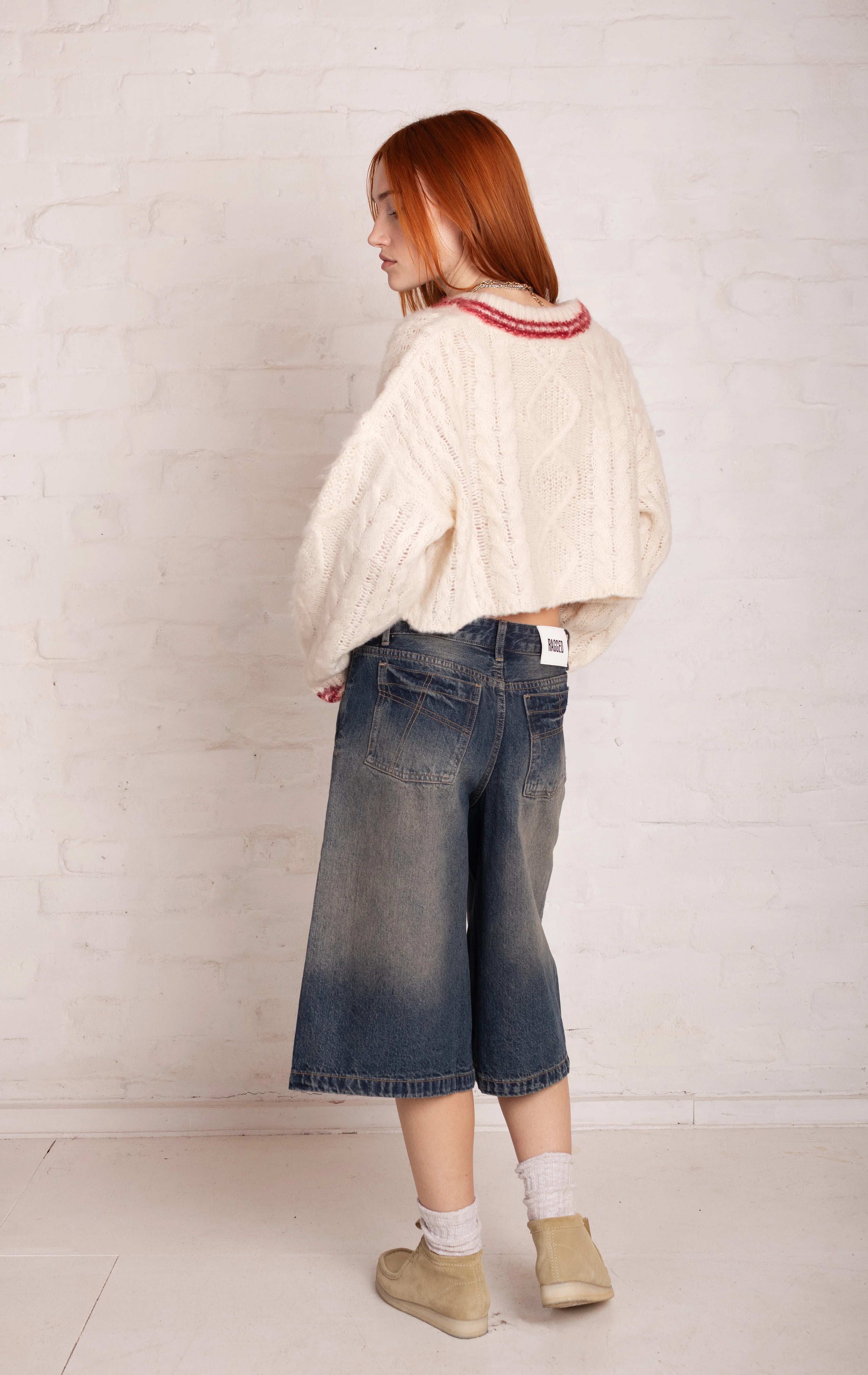 The Ragged Priest Load Varsity Crop Cable Knit Jumper Jumper by The Ragged Priest as seen on celebrities