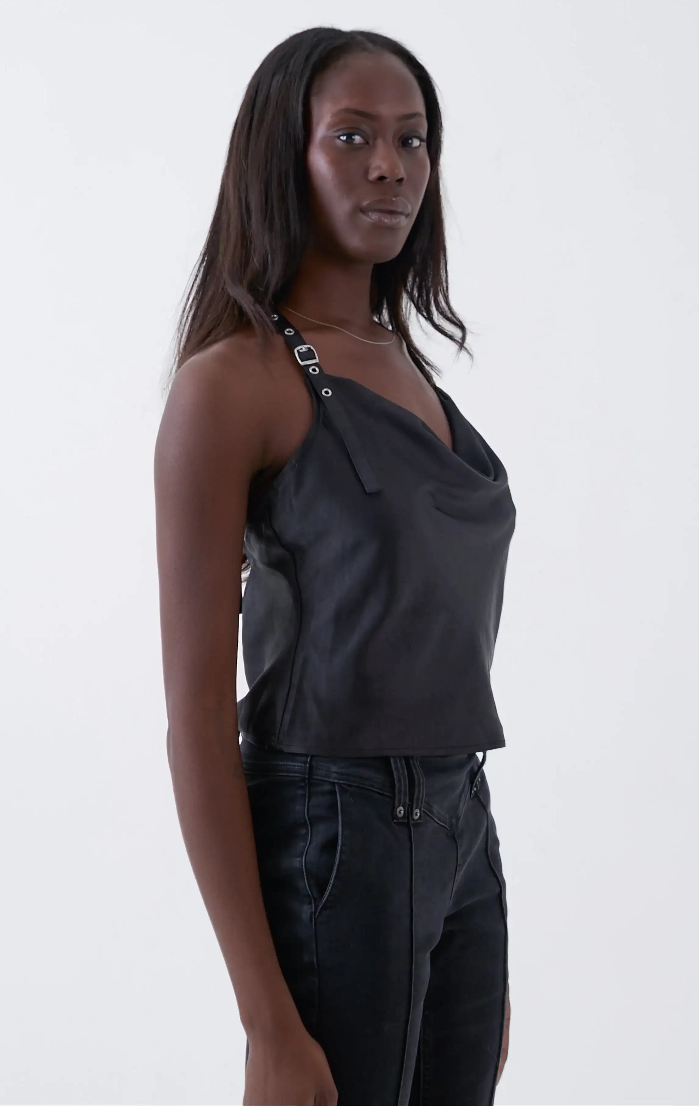 The Ragged Priest Raven Satin Chain Cami Top