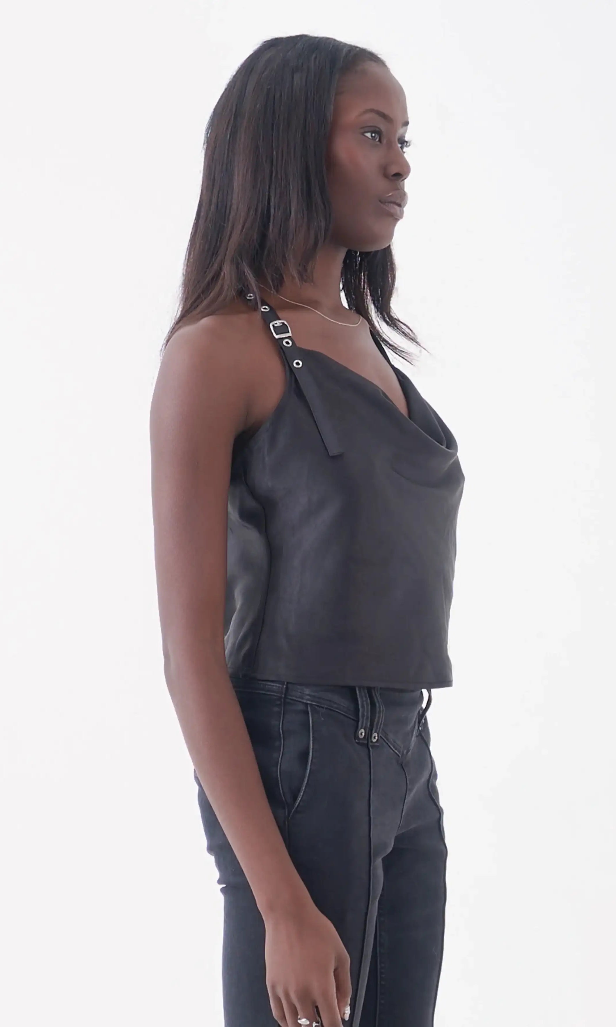 The Ragged Priest Raven Satin Chain Cami Top