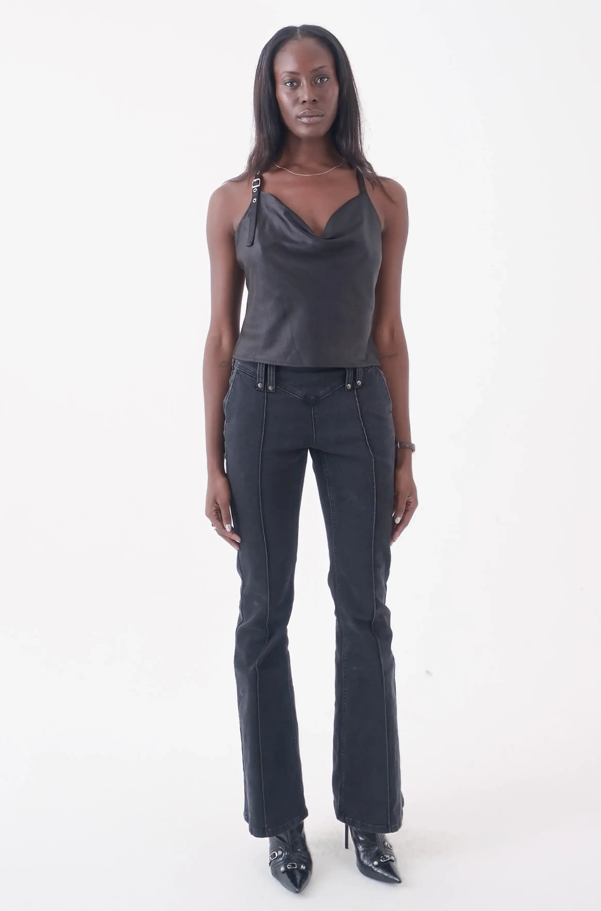 The Ragged Priest Raven Satin Chain Cami Top