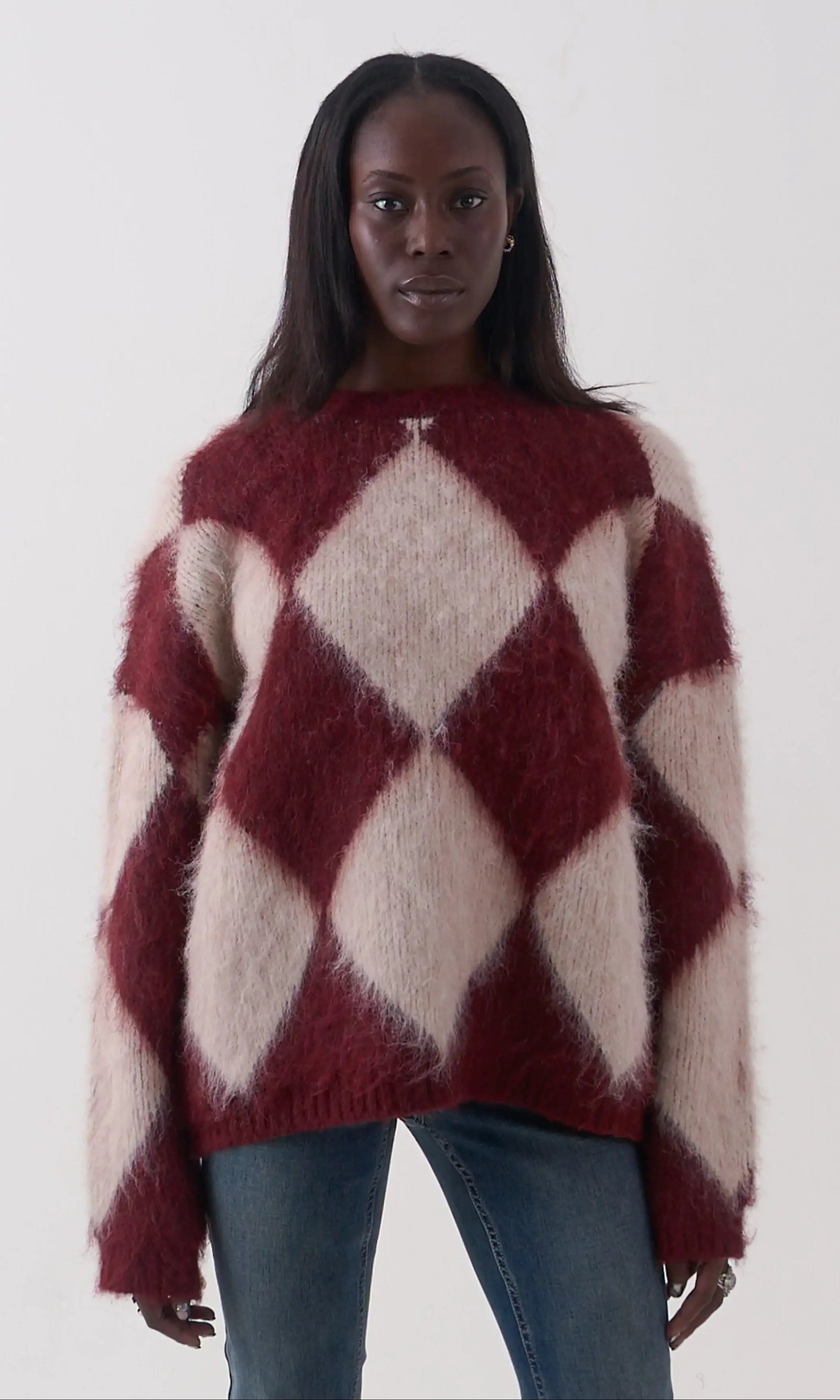 The Ragged Priest Rook Oversized Diamond Knit Jumper