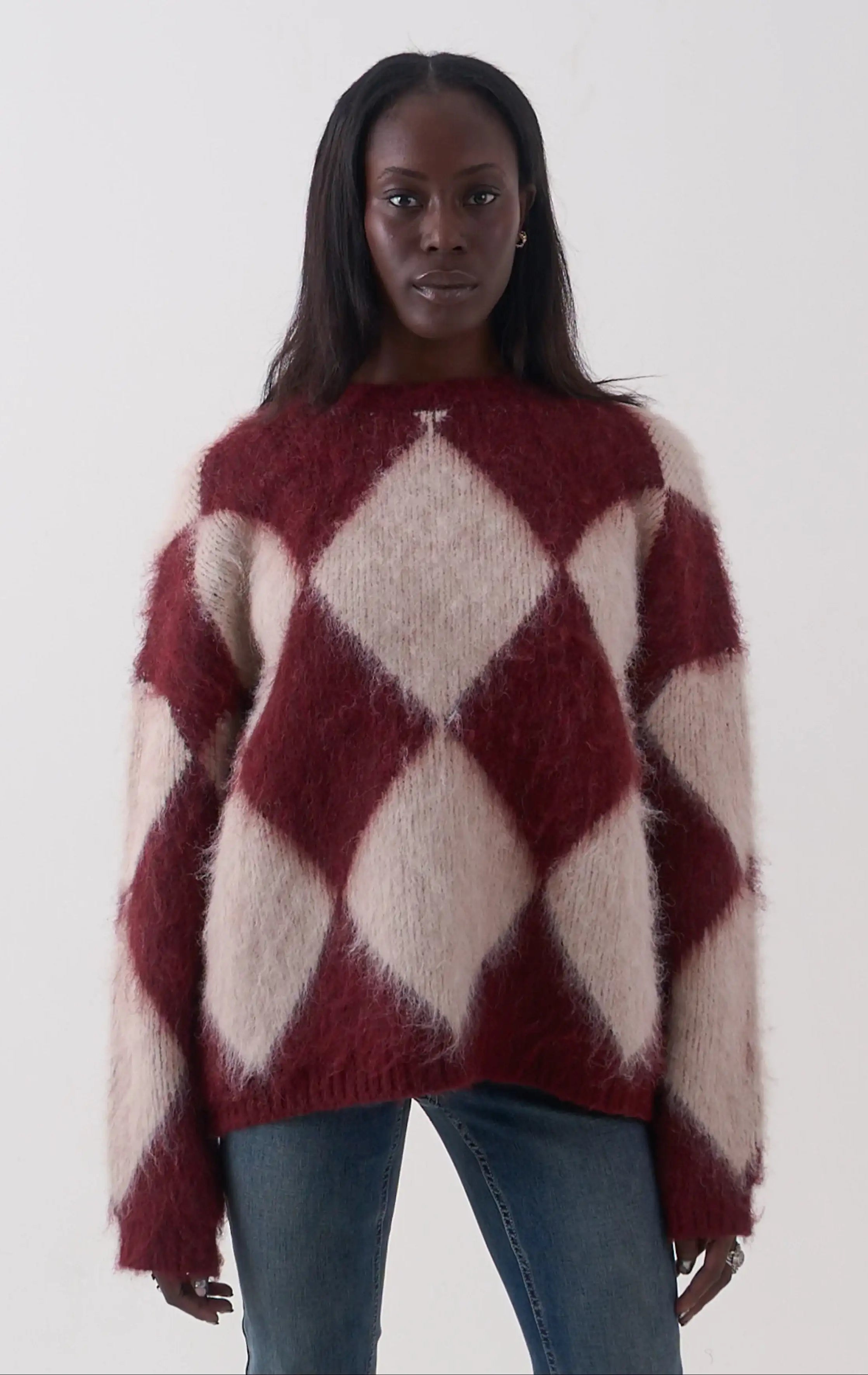 The Ragged Priest Rook Oversized Diamond Knit Jumper