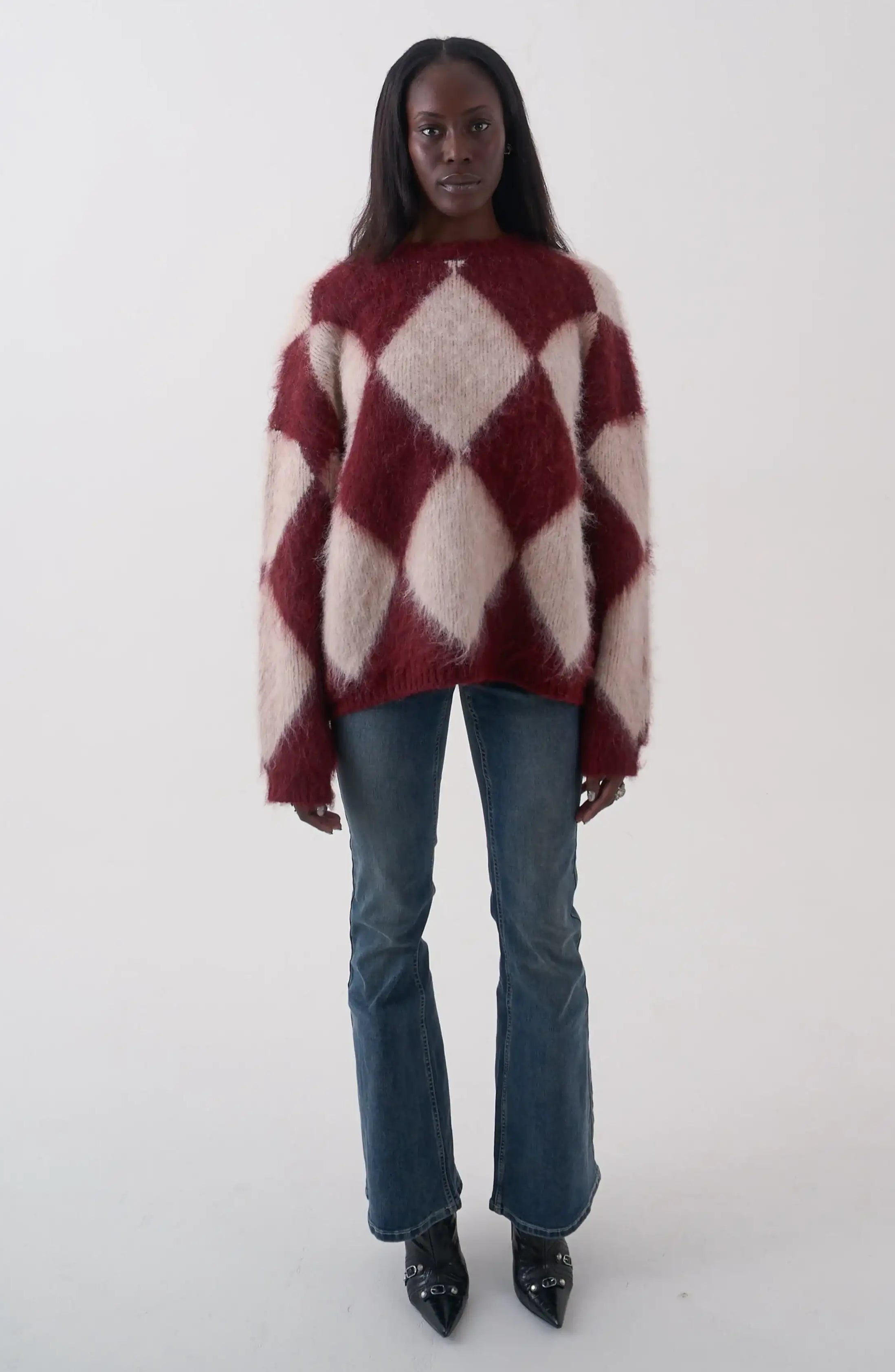 The Ragged Priest Rook Oversized Diamond Knit Jumper