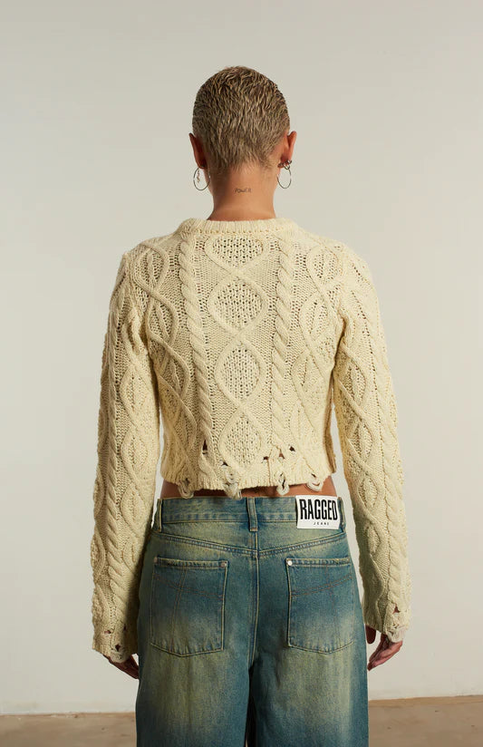 The Ragged Priest Saint Zip Cable Knit Jumper Knit Jumper by The Ragged Priest as seen on celebrities