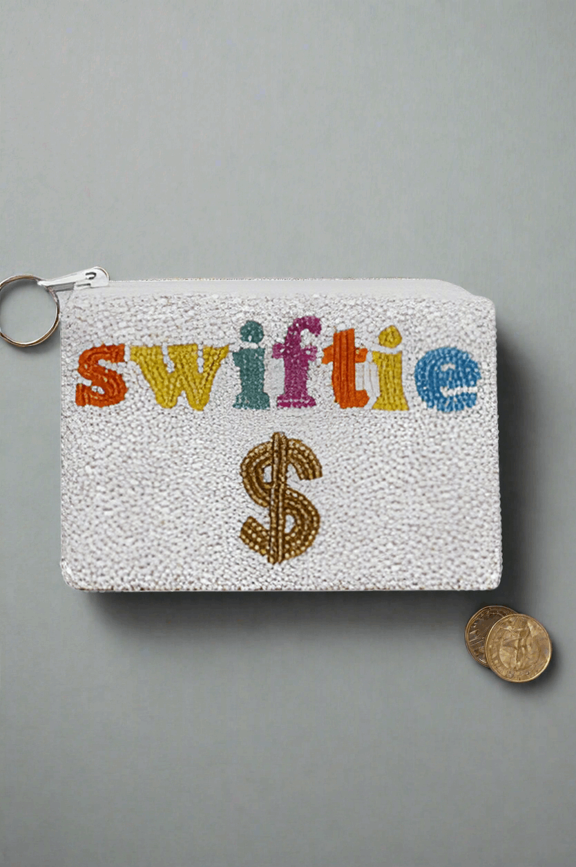 Tiana Designs Hand Beaded SWIFTIE Coin Purse Purse by Tiana New York as seen on celebrities