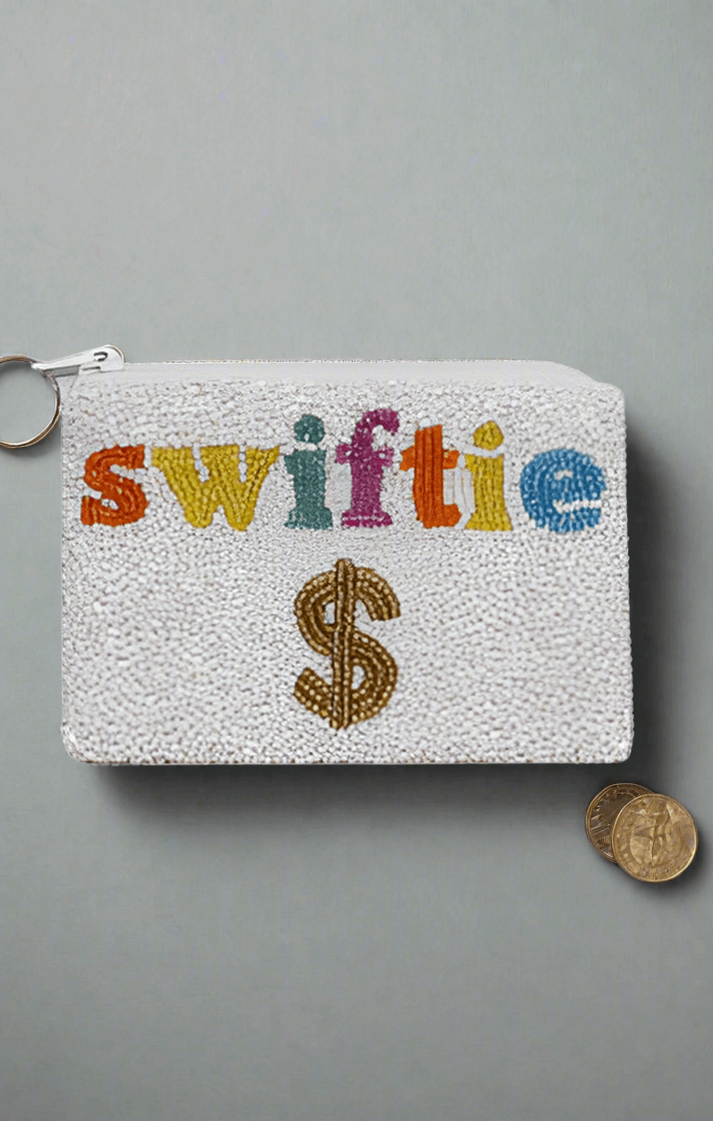 Tiana Designs Hand Beaded SWIFTIE Coin Purse Purse by Tiana New York as seen on celebrities