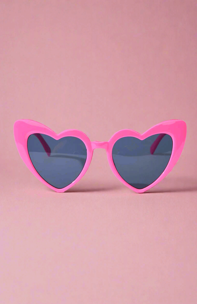 Unique Vintage x Barbie Hot Pink Heart Frame Sunglasses Sunglasses by Unique Vintage as seen on celebrities