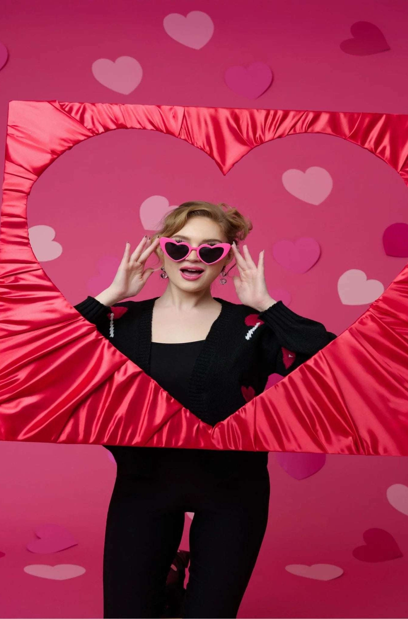 Unique Vintage x Barbie Hot Pink Heart Frame Sunglasses Sunglasses by Unique Vintage as seen on celebrities