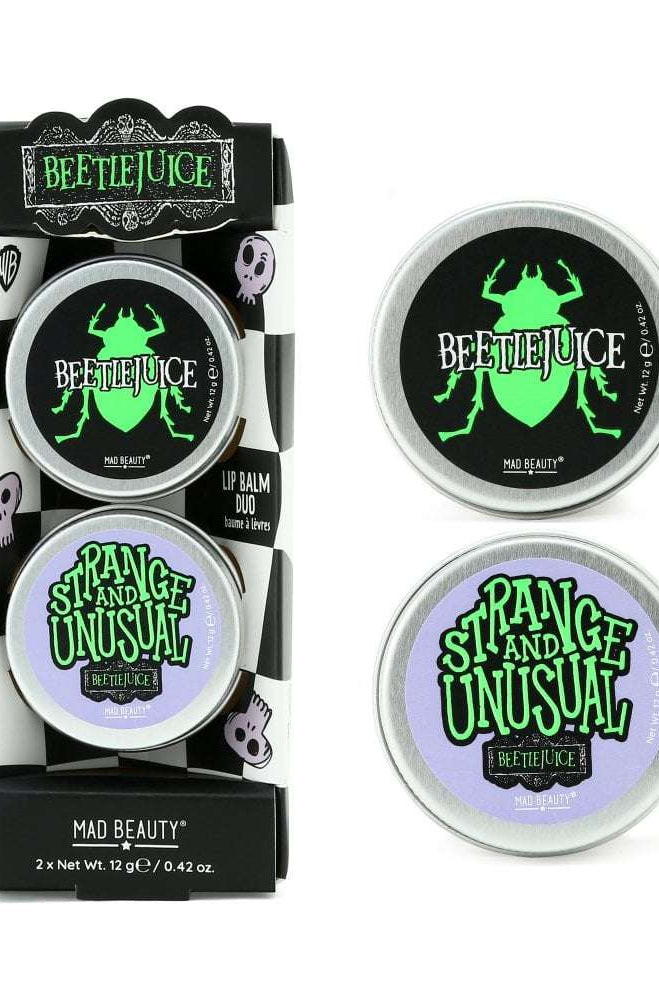 Warner Brothers Beetlejuice Lip Balm Duo Lip Balm by Mad Beauty as seen on celebrities