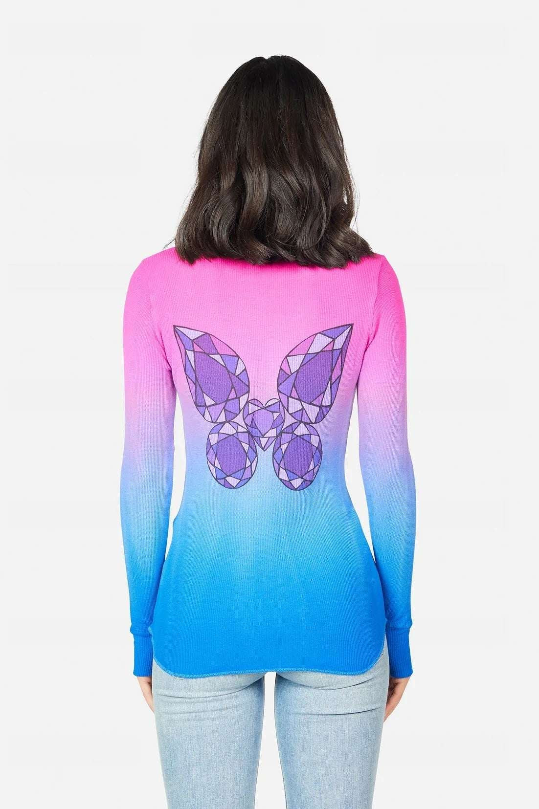 Shop Lauren Moshi Lauren Moshi McKinley Diamond Butterfly Thermal Top Long Sleeved Top for women – premium loungewear and festival fashion at Spoiled Brat