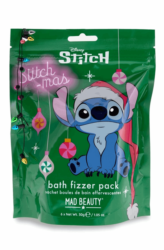 Disney Stitch bath fizzer pack packaging on a white background