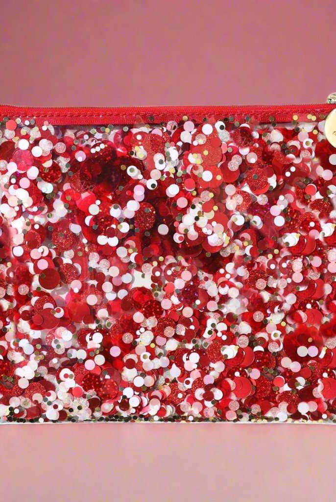Shop Packed Party Packed Party Spirit Squad Rally Red Confetti Everything Pouch Clutch Bag for women – premium loungewear and festival fashion at Spoiled Brat