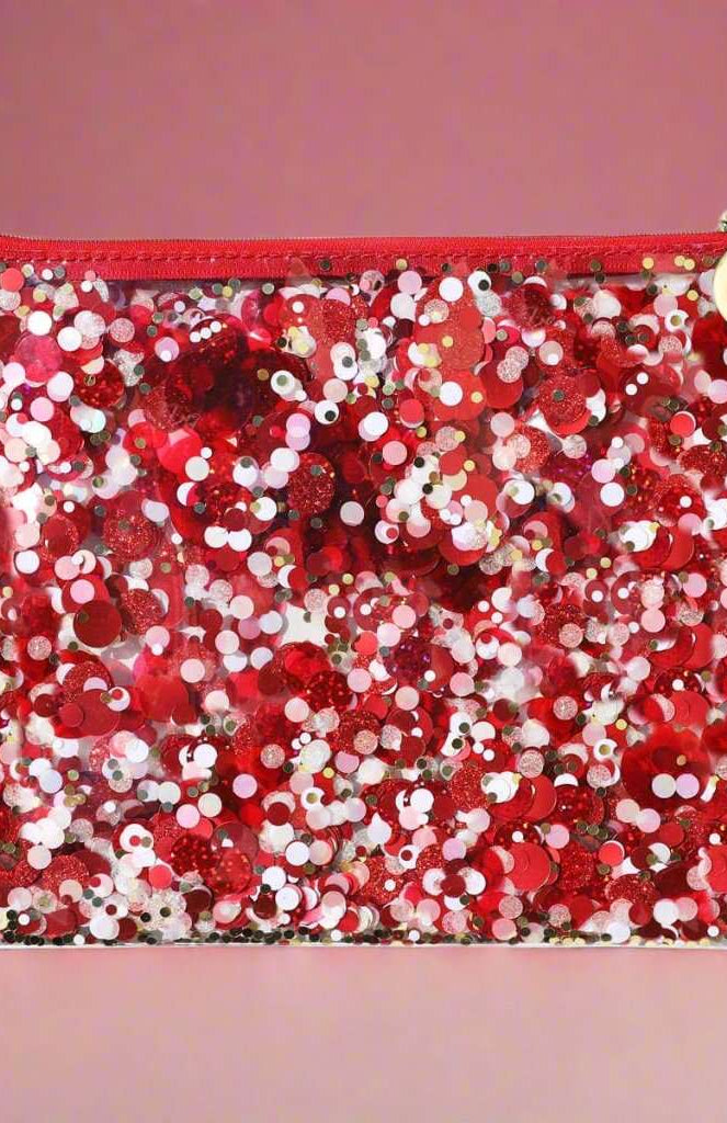 Shop Packed Party Packed Party Spirit Squad Rally Red Confetti Everything Pouch Clutch Bag for women – premium loungewear and festival fashion at Spoiled Brat