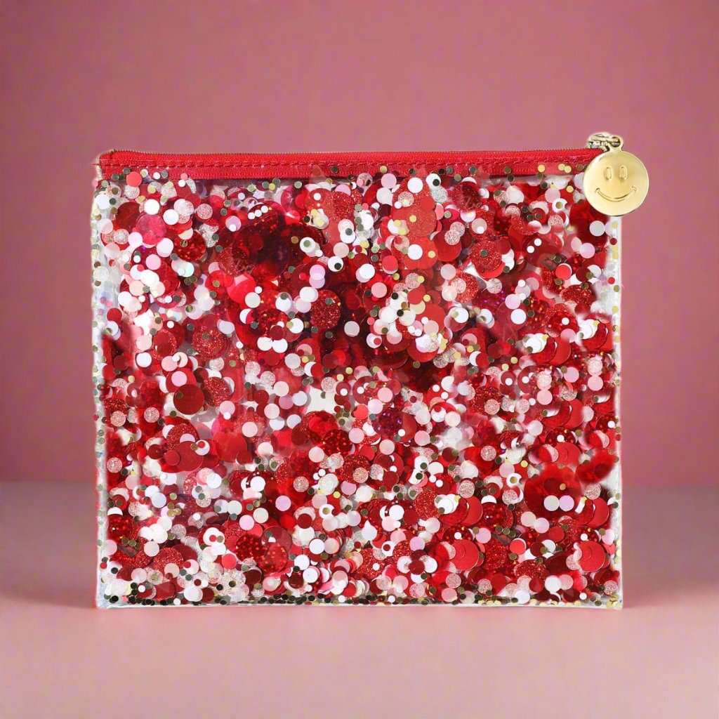 Shop Packed Party Packed Party Spirit Squad Rally Red Confetti Everything Pouch Clutch Bag for women – premium loungewear and festival fashion at Spoiled Brat