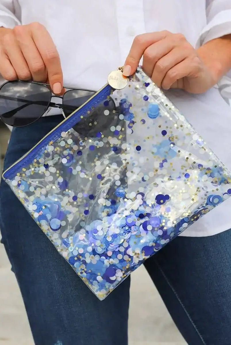 Shop Packed Party Packed Party Spirit Squad True Blue Confetti Everything Pouch Clutch Bag for women – premium loungewear and festival fashion at Spoiled Brat