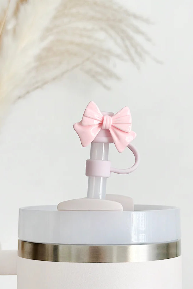 Coconut Lane Pink Bow Straw Cover Water Bottle by Coconut Lane as seen on celebrities