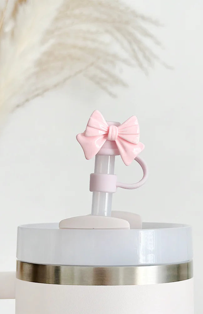 Coconut Lane Pink Bow Straw Cover Water Bottle by Coconut Lane as seen on celebrities
