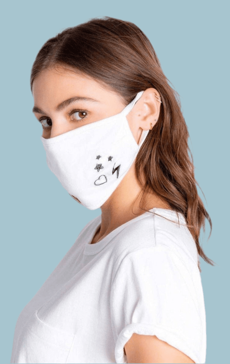 Shop PJ Salvage PJ Salvage Ivory Face Mask with Stars & Hearts Face Mask for women – premium loungewear and festival fashion at Spoiled Brat