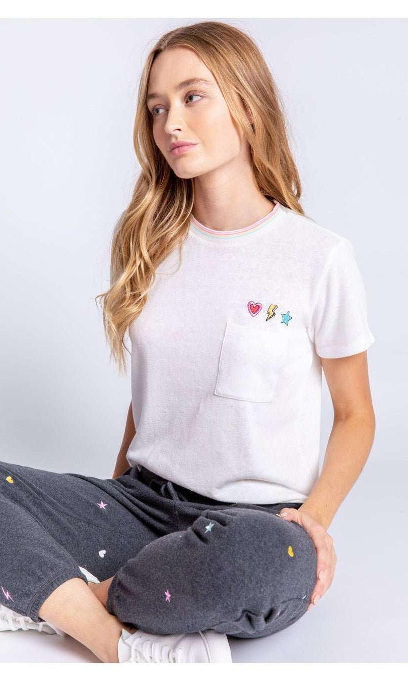 Shop PJ Salvage PJ Salvage One Love Embroidered T-Shirt T-Shirt for women – premium loungewear and festival fashion at Spoiled Brat