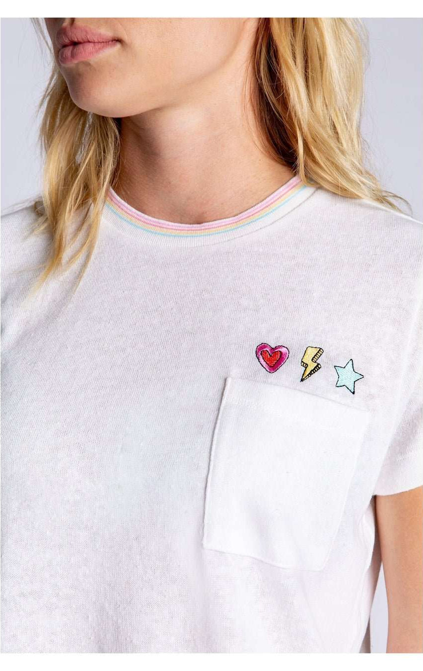 Shop PJ Salvage PJ Salvage One Love Embroidered T-Shirt T-Shirt for women – premium loungewear and festival fashion at Spoiled Brat