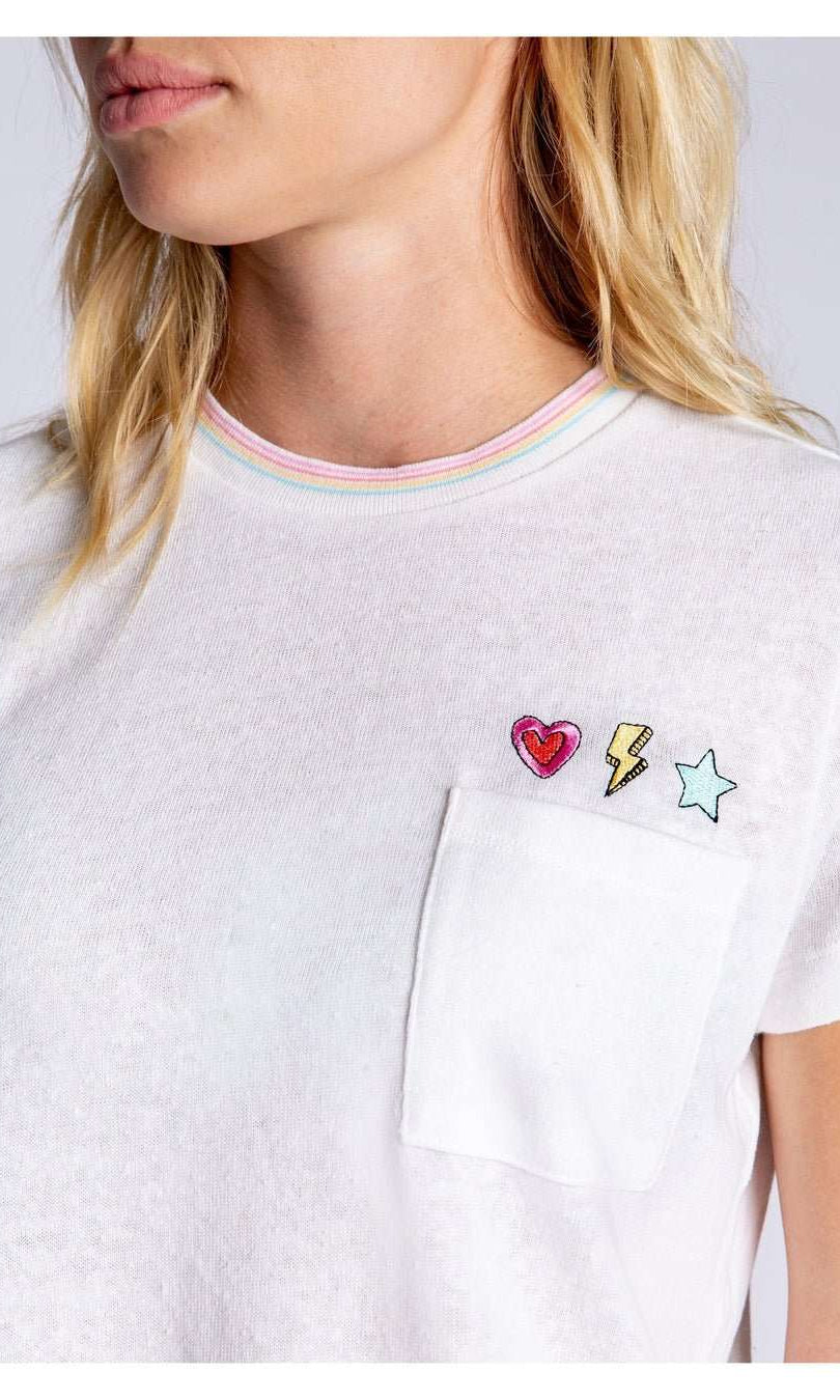 Shop PJ Salvage PJ Salvage One Love Embroidered T-Shirt T-Shirt for women – premium loungewear and festival fashion at Spoiled Brat