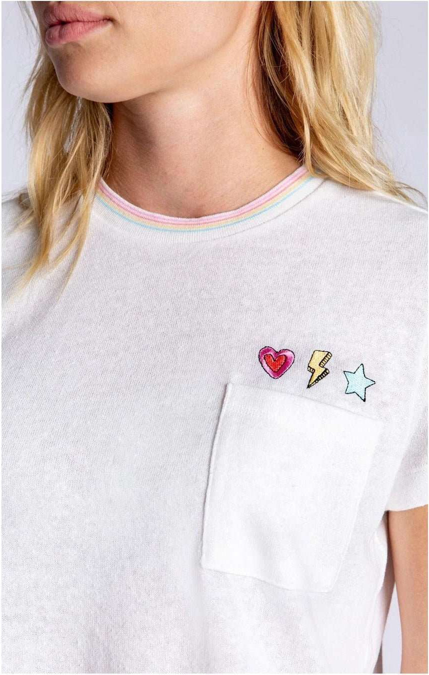 Shop PJ Salvage PJ Salvage One Love Embroidered T-Shirt T-Shirt for women – premium loungewear and festival fashion at Spoiled Brat